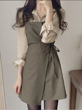 Gray Asymmetrical Mini Wrap Dress